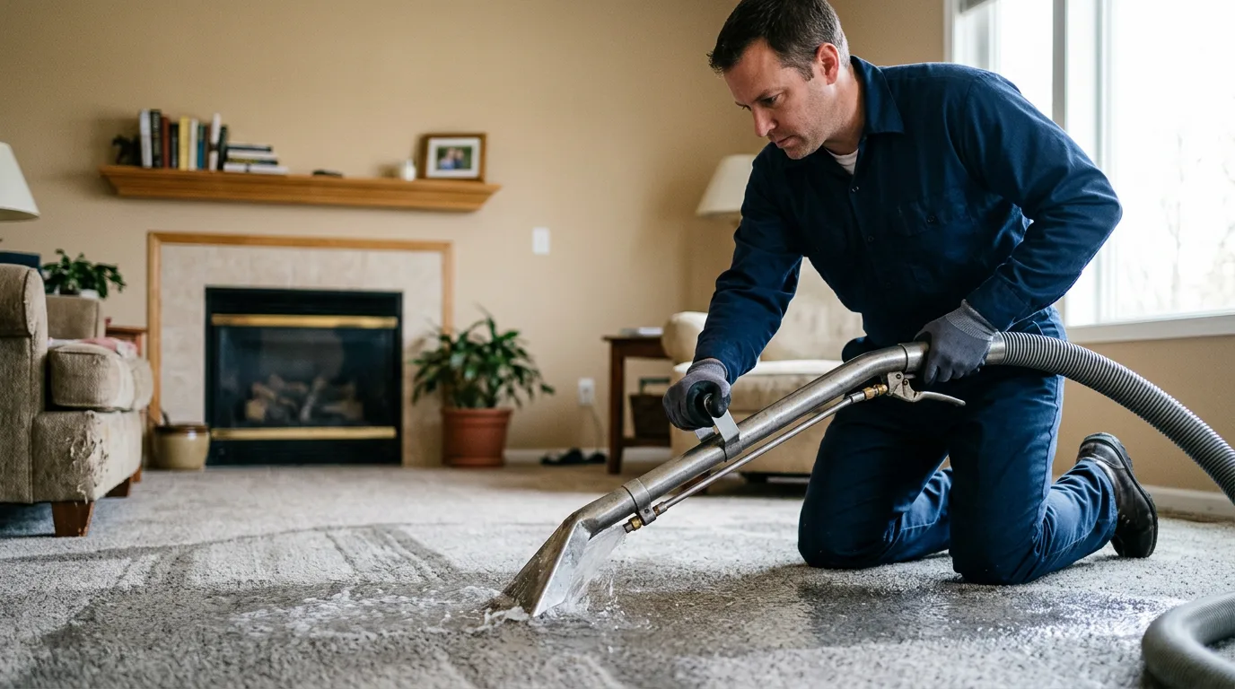 Water damage restoration technician working near Mukilteo, WA